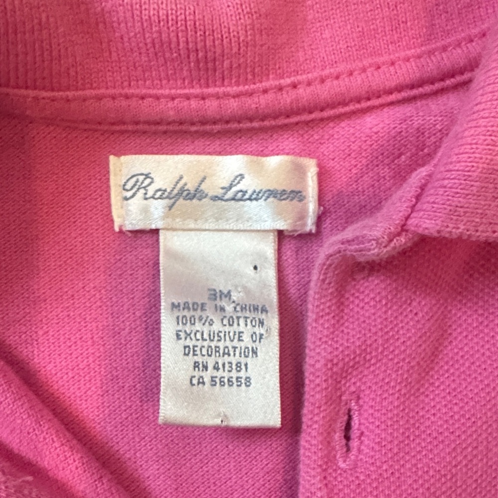 EUC Ralph Lauren Pink Polo with Ruffle Detail infant dress 3 month - Picture 2 of 6